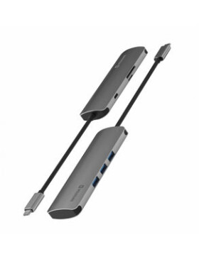 SWISSTEN USB-C HUB 6-IN-1 / USB-C PD / 3X USB 3.0 / SD / micro SD/ hliník (44040102)