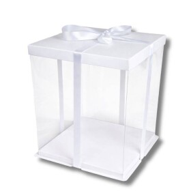 Cake Star Cake Star Plastový hranatý box na dorty bez stuhy 4Cake bílý (26 x 26 x 31 cm)