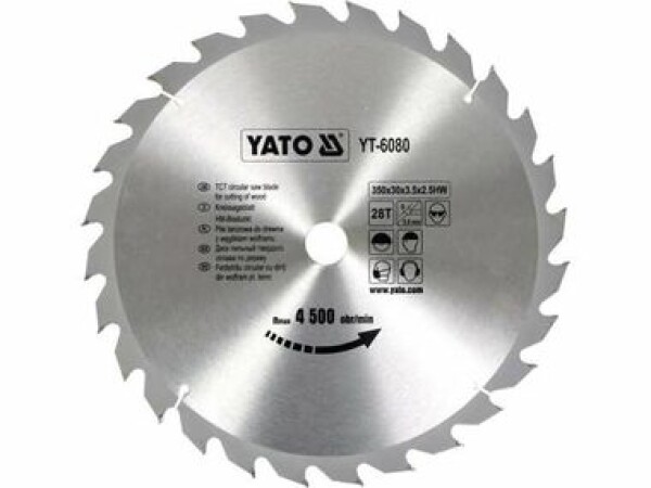 Yato pilový kotouč 350x30mm 28 zubů na dřevo YT-6080