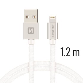 Swissten 71523203 USB 2.0 typ A na Lightning, USB 2.0, zástrčka A - zástrčka Lightning, opletený, 1,2m, stříbrný
