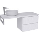 CERANO Koupelnová skříňka Carole - bílá matná rýhovaná + deska pod umyvadlo Navira Pro - 36 mm + konzole chrom - 120x46x51,6 cm