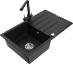 MEXEN - Bruno granitový dřez s odkapávačem včetně baterie Duero, černá 6513-77-671600-70