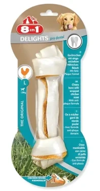 8IN1 Delights Dental žvýkací kost L / Pamlsek pro psy / 20-40 kg / s kuřecím masem (A4-102687)