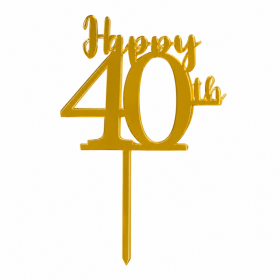 Plastový zápich do dortu Cesil Happy 40th zlatý