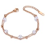 Perlový náramek Juanito Gold - chirurgická ocel, Zlatá 17 cm + 4 cm (prodloužení)