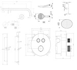 Kielle - Oudee Termostatická baterie pod omítku, pro 2 spotřebiče, s příslušenstvím EcoSpare a tělesem, matná černá 20602SPT54
