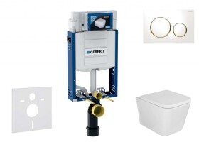 GEBERIT - Kombifix Set předstěnové instalace, klozetu Arkas I a sedátka softclose, tlačítko Sigma20, bílá/pozlacená SANI15CA3131