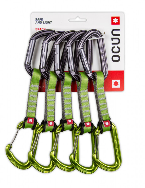 Expres set Ocún Hawk QD combi PA 16mm 10cm - 5 pack zelená