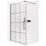 CERANO Sprchová zástěna Walk-in Onyx Round L/P - 8 mm - kulatá vzpěra - černá matná, industriální sklo - 120x200 cm