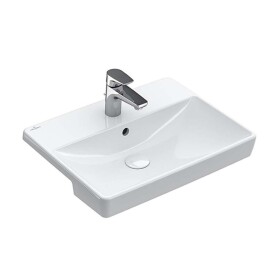VILLEROY & BOCH - Avento Polozápustné umyvadlo 55x44 cm, s přepadem, otvor pro baterii, CeramicPlus, Stone White 4A0655RW