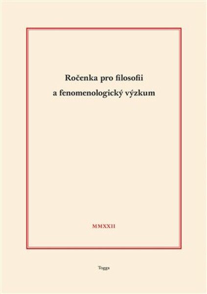 Ročenka pro filosofii fenomenologický výzkum 2022