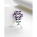 Brož Swarovski Elements Crocetti Purple - květina, Fialová