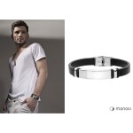 Pánský náramek Francois z pravé kůže a chirurgické oceli, Černá 22 cm (možnost zkrácení)