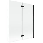 MEXEN - MIST vanová zástěna 140x150 cm 6mm 2-s, černá, čirá, pravá 8A9-140-002-70-00-P