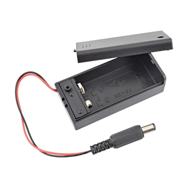 Bateriový box 9V s krytem a přepínačem ON/OFF + DC 2,1 mm konektor