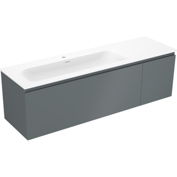 MEXEN/S - Orio koupelnová skříňka 160 cm s umyvadlem Vela levá, 1S, 1D, grafit mat/bílá mat 91A13-16047-3-BBFF66-W23L01