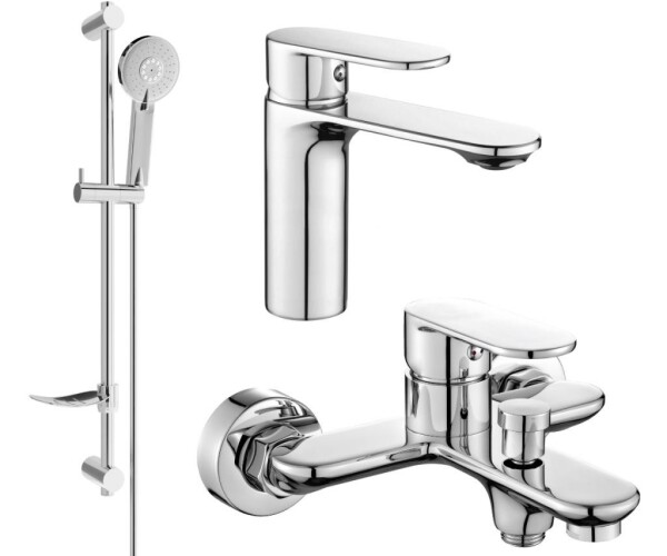 MEXEN - Milo DF40 SET umyvadlová a vanová baterie s příslušenstvím, chrom 71303DF40-00