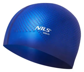 NILS AQUA Plavecká čepice NQC Dots tmavěmodrá / Silikon / Univerzální velikost / Hydrodynamický tvar