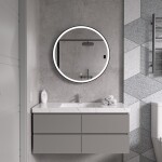 Erga Olivia, kulaté LED zrcadlo 70cm, černý kovový rám, 1610 lm, 6500K, přední osvětlení, ERG-V01-202-7070-BK