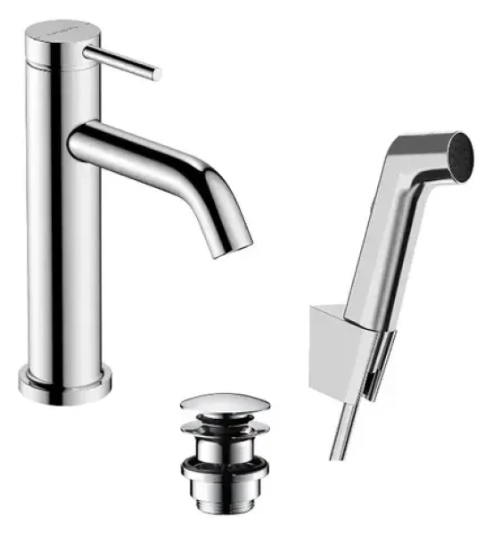 Hansgrohe - Umyvadlová baterie s výpustí Push-Open a bidetovou sprškou, EcoSmart, chrom (73211000)