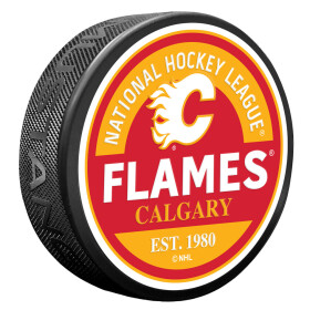 Mustang Puk Calgary Flames NHL Block Textured Puck