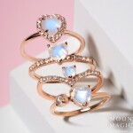 Royal Fashion prsten 14k zlato Vermeil GU-DR20232R-ROSEGOLD-MOONSTONE-TOPAZ Velikost: 9 (EU: 59-60)