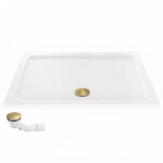 REA/S - Sprchová akrylová vanička Belmond White 90x120 Krytka kartáčované zlato KPL-14373