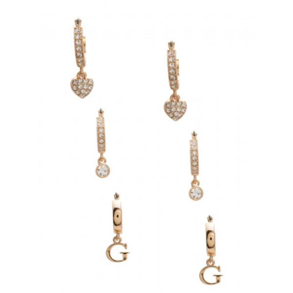 GUESS náušnice Huggie Hoop Earrings Set zlaté Zlatá