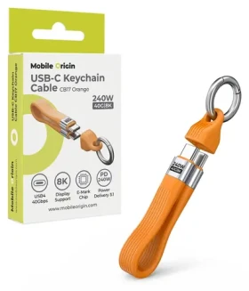 Mobile Origin CB17 oranžová / Klíčenkový kabel / USB-C - USB-C / 40 Gbps / 240 W PD 3.1 / 8K 60Hz / 13 cm (MO-UK-CB17-ORG)