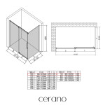 CERANO - Sprchový kout Lantono - levá - 8 mm - Soft-Close - černá matná, mléčné sklo - 100x70 - posuvný CER-665230