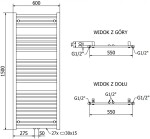 MEXEN - Hades otopný žebřík/radiátor 1500 x 600 mm, 812 W, bílá W104-1500-600-00-20