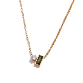 Ocelový náhrdelník Simonita - chirurgická ocel, zirkon, Zlatá 42 cm + 5 cm (prodloužení)