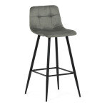 Židle barová, zelená látka, čtyřnohá kovová podnož, černý mat