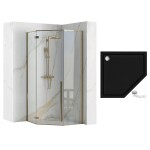 REA/S - Sprchový kout DIAMOND 90x90 - zlatá + sprchová vanička Diamond, černá KPL-14904