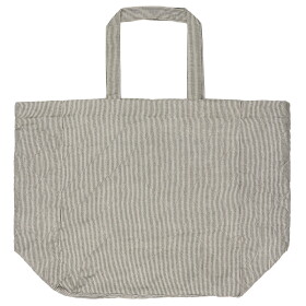 IB LAURSEN Prošívaná bavlněná taška White/Dark Grey stripes, šedá barva, textil
