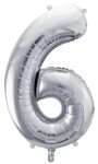 Balónek fóliový narozeniny číslo 6 stříbrný 72 cm Balónek fóliový narozeniny číslo 6 stříbrný 72 cm