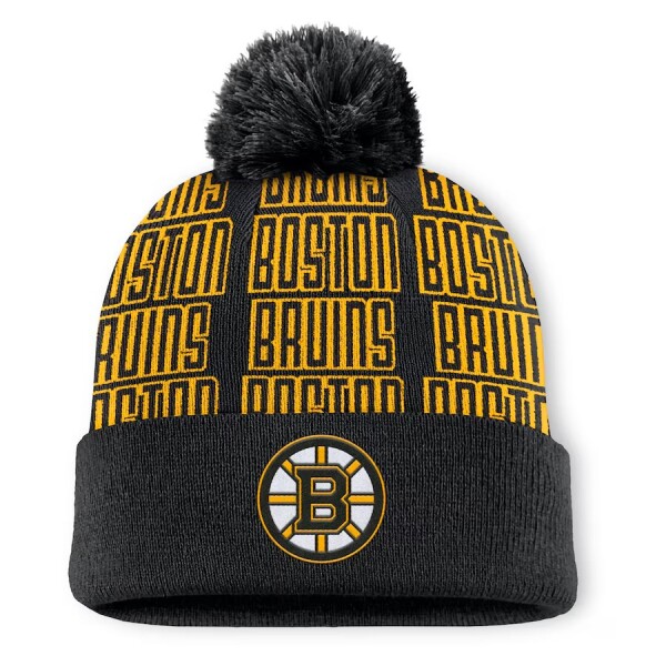 Fanatics Pánská zimní čepice Boston Bruins NHL Fundamental Empty Net Cuffed Knit Hat with Pom - Black