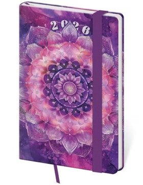 Diář 2026 týdenní kapesní Vario - Mandala s gumičkou