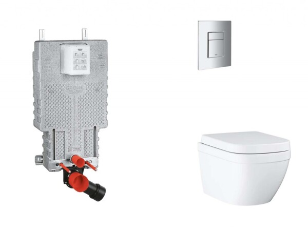 GROHE - Uniset Set předstěnové instalace, klozetu, sedátka SoftClose a tlačítka Skate Cosmopolitan, Triple Vortex, chrom SANI15BB2104