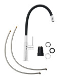 Dřezová baterie SAT se silikonovým ramínkem černá/chrom SATBSD290C SATBSD290C
