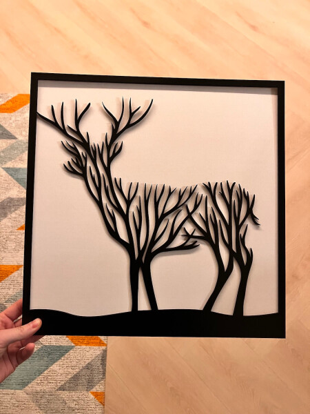 Strom života srnec dekorace na zeď Rozměr (cm): 38 x 38, Dekor: Černá