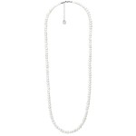 Dlouhý perlový náhrdelník Pauline - sladkovodní perla, Stříbrná 70 cm + 5 cm (prodloužení) Bílá