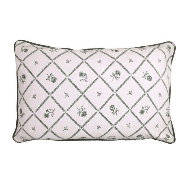 Strömshaga Bavlněný povlak na polštář Lovisa Green / White 60 × 40 cm, zelená barva, textil