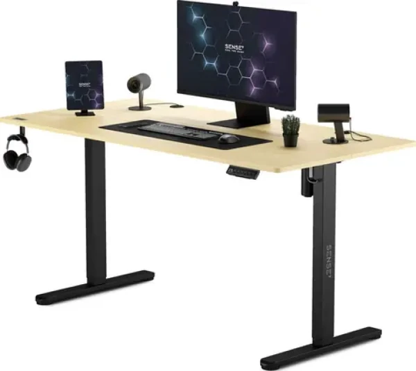 SENSE7 Nojo Pracovní stůl černá-borovice / elektricky nastavitelná výška / 140 x 70cm / nosnost 80kg (5902659847034)