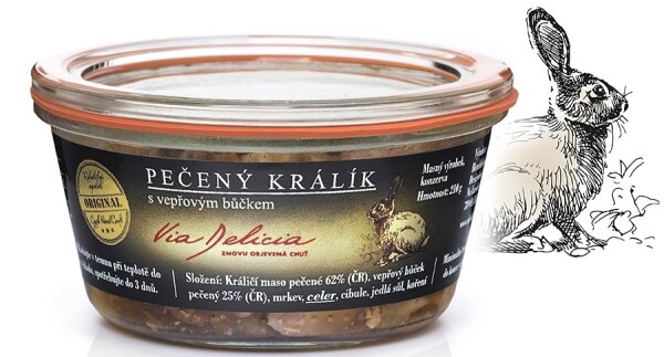 Via Delicia - pečený králík s vepřovým bůčkem 210g