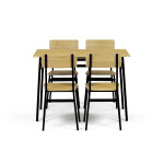 Jídelní set s 4 židlemi, 110x70x76cm, mdf, divoký dub, AUT-O2155 OAK