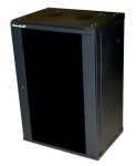 XtendLan 22U/600x450 černá / Nástěnný rozvaděč / jednodílný / skleněné dveře (WS-22U-64-BLACK-P)