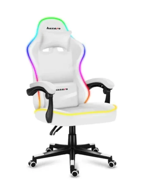 Huzaro Force 4.4 RGB bíá / Herní židle / nastavitelná / nosnost až 130 kg / látka síťovina (HZ-FORCE 4.4 RGB WHITE)