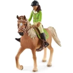 Schleich 42542 Černovláska Sarah pohyblivými klouby na koni