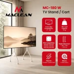Maclean MC-180 W bílá / Pojízdný stojan pro TV / 37-80" / VESA 600x400 / nosnost 50 kg / výškově nastavitelný (MC-180 W)